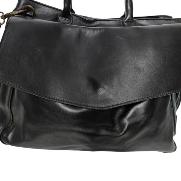 CORSIA Leather Tote Bag Satchel Black Crossbody Strap Handle Carryall Structured - Picture 8 of 15